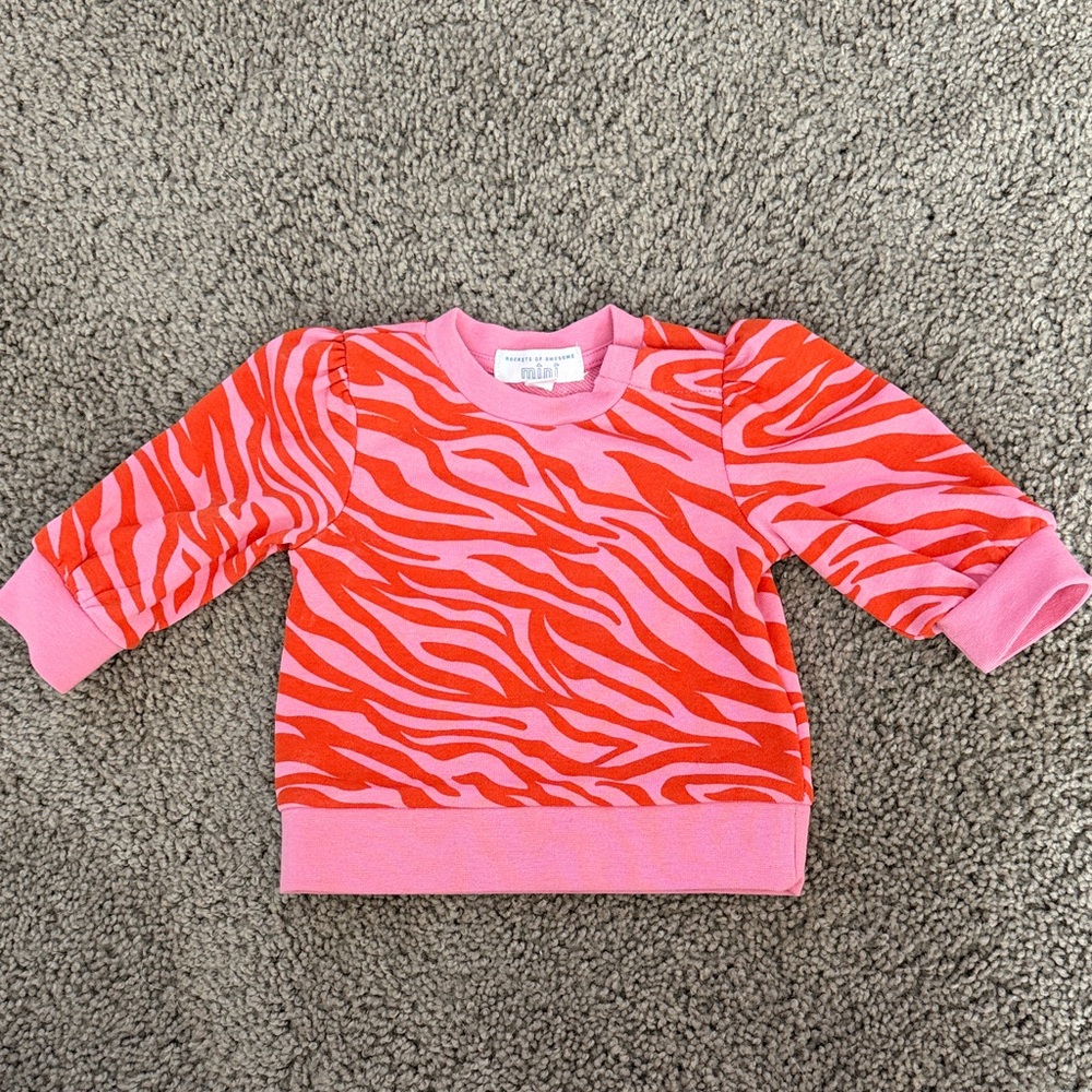 Kids Pink and Red Zebra Print Sweatshirt